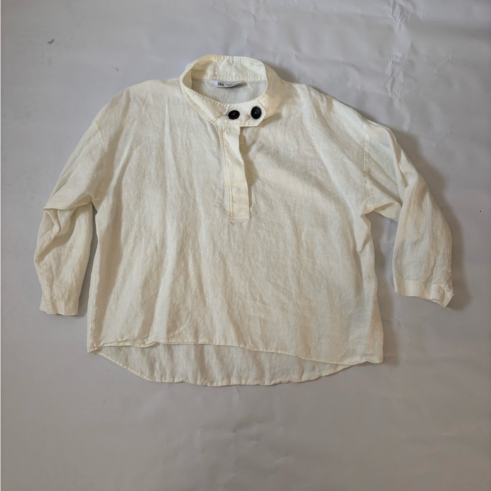 Zara Modern Linen Shirt with Button Detail